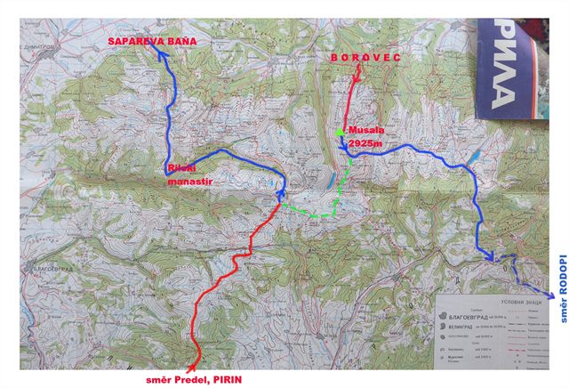 schématická mapa Rila